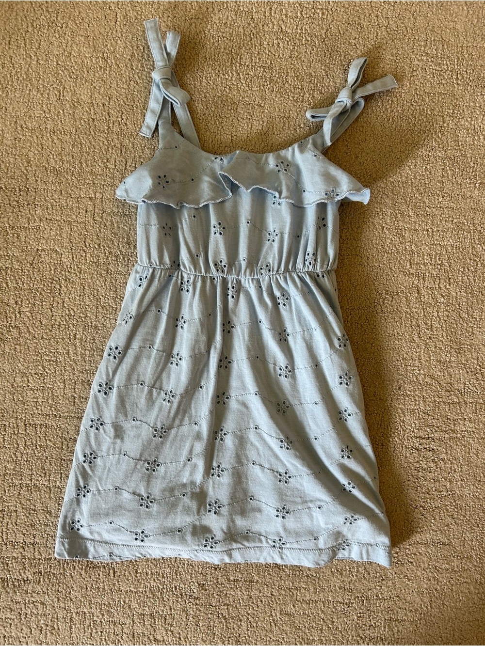 Cat and Jack girls eyelet baby blue summer dress XS